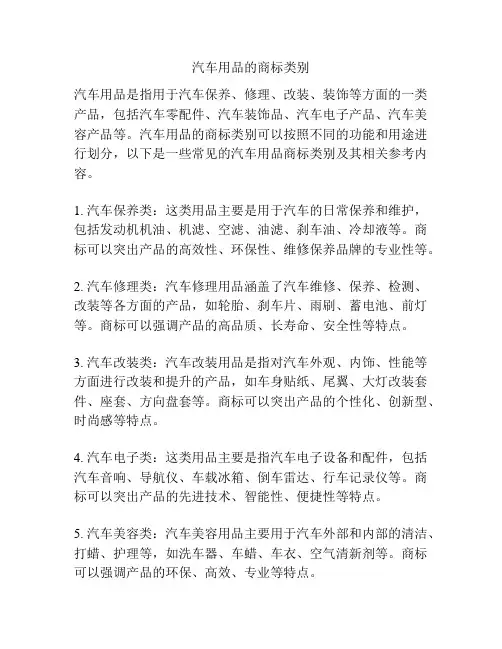 汽车用品的商标类别