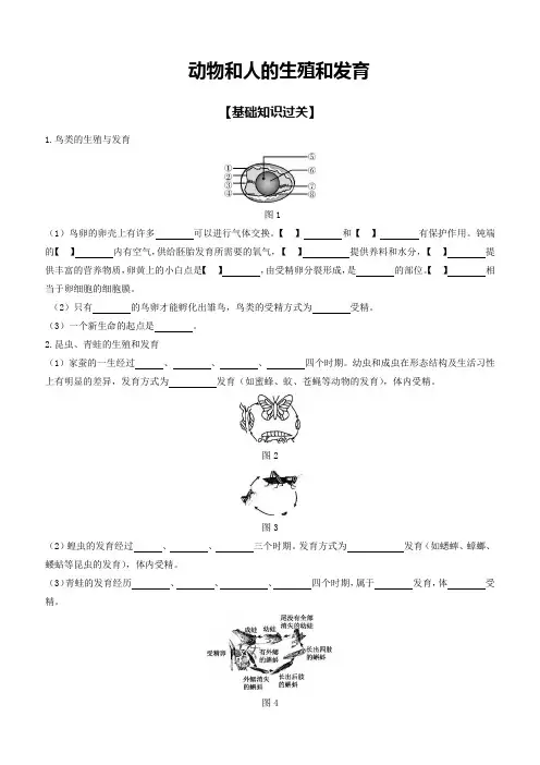 2022年江苏省宿迁市中考生物一轮复习训练：动物和人的生殖和发育