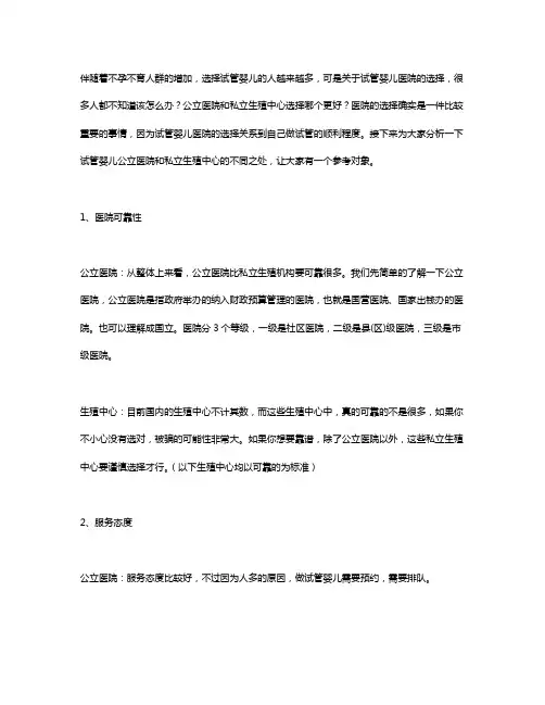 做试管婴儿公立和私立试管婴儿医院应该怎么选？