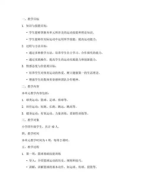 体育大单元教学设计方案