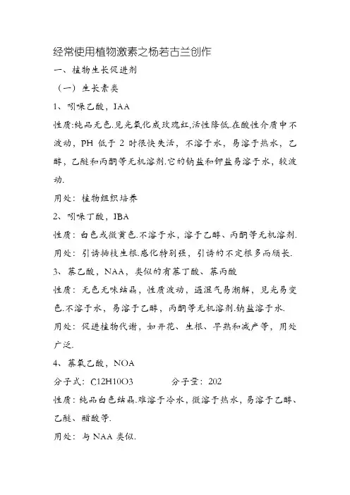 常用植物激素