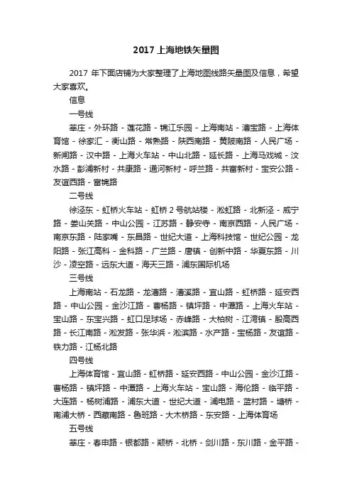 2017上海地铁矢量图