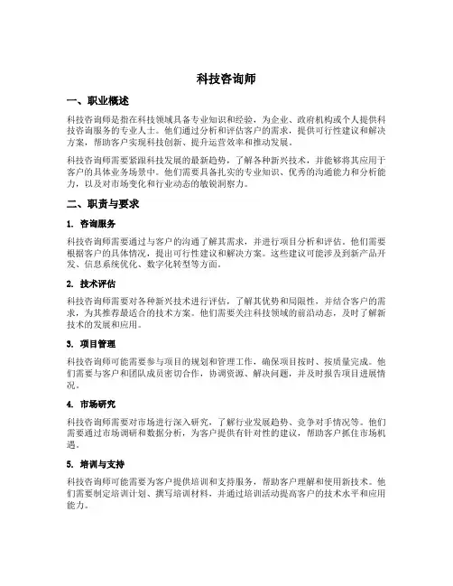 科技咨询师 书