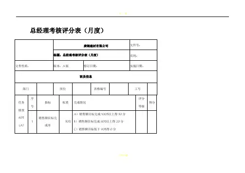 常务副总绩效考核表