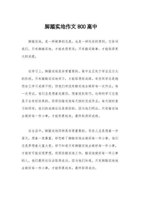 脚踏实地作文800高中