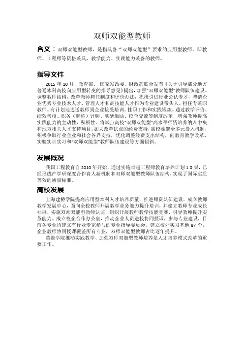 双师双能型教师