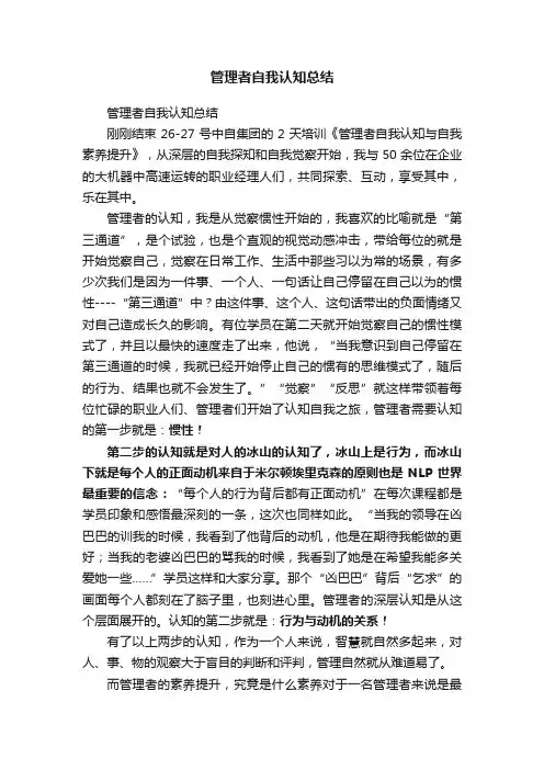 管理者自我认知总结