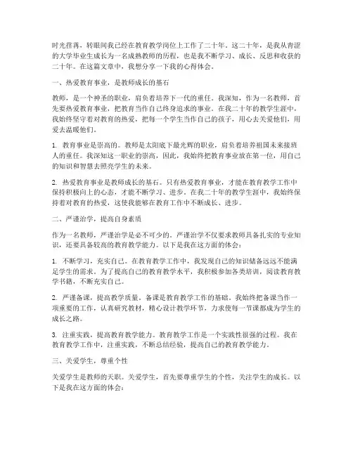 教学二十年的心得体会