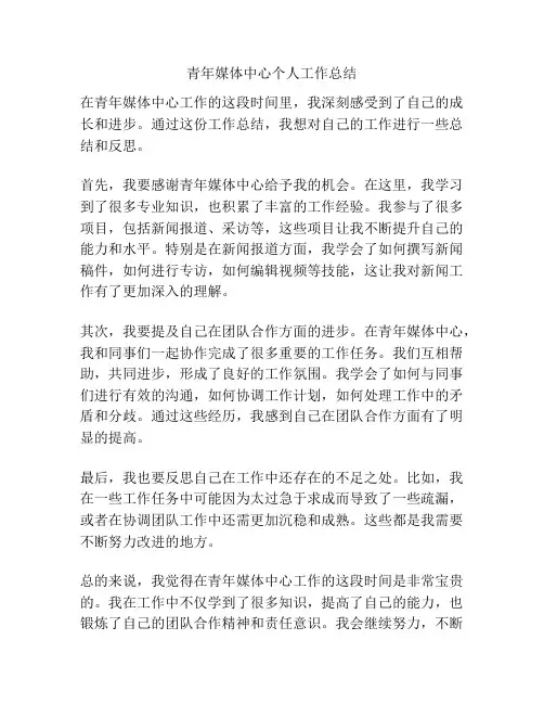 青年媒体中心个人工作总结