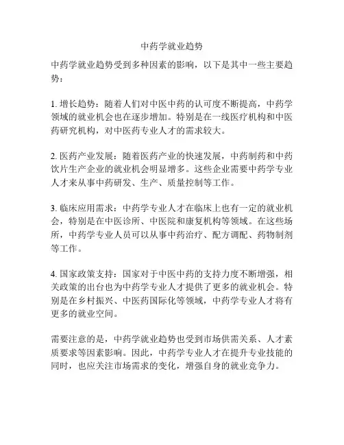 中药学就业趋势