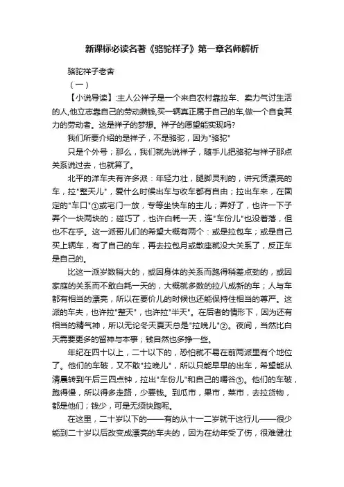 新课标必读名著《骆驼祥子》第一章名师解析