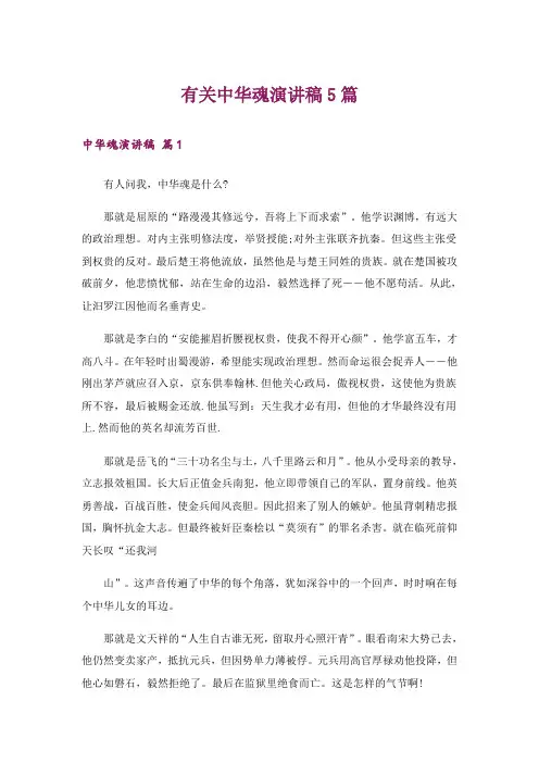 有关中华魂演讲稿5篇