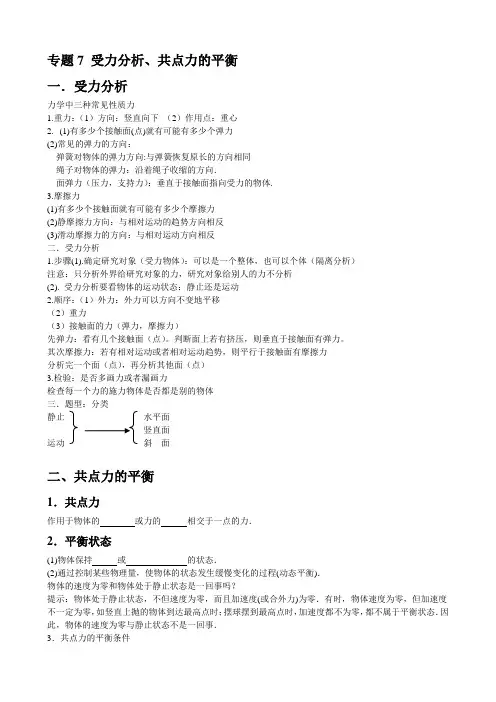 受力分析-共点力的平衡方法