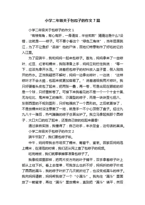 小学二年级关于包粽子的作文7篇