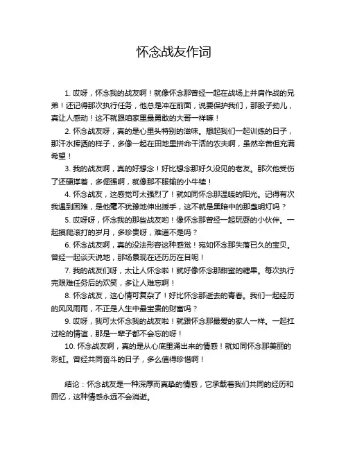 怀念战友作词