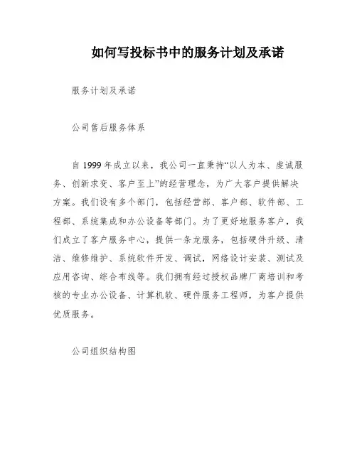 如何写投标书中的服务计划及承诺