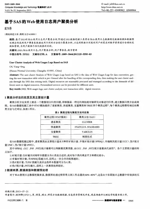 基于SAS的Web使用日志用户聚类分析