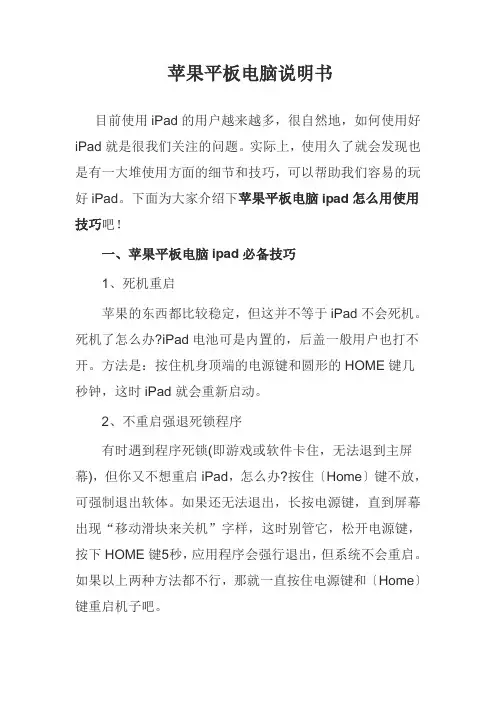 苹果平板电脑说明书