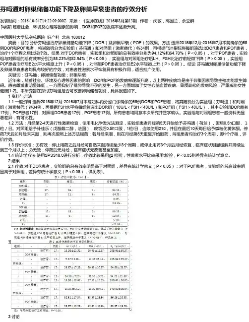 芬吗通对卵巢储备功能下降及卵巢早衰患者的疗效分析