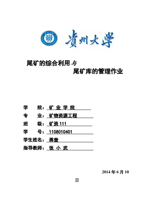 尾矿及尾矿库的管理及利用
