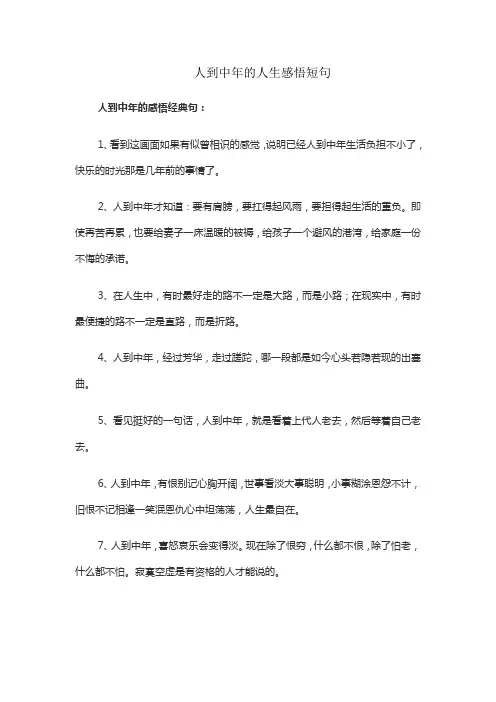 人到中年的人生感悟短句