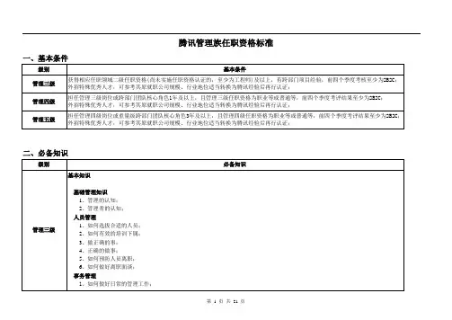 腾讯管理族任职资格标准