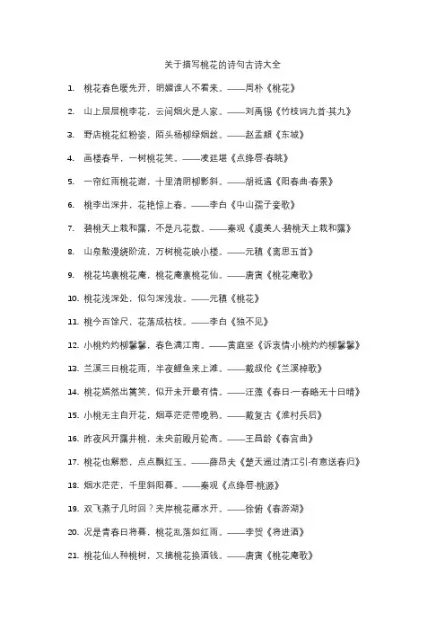 关于描写桃花的诗句古诗大全