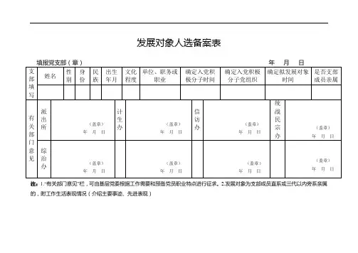 5发展对象人选备案表
