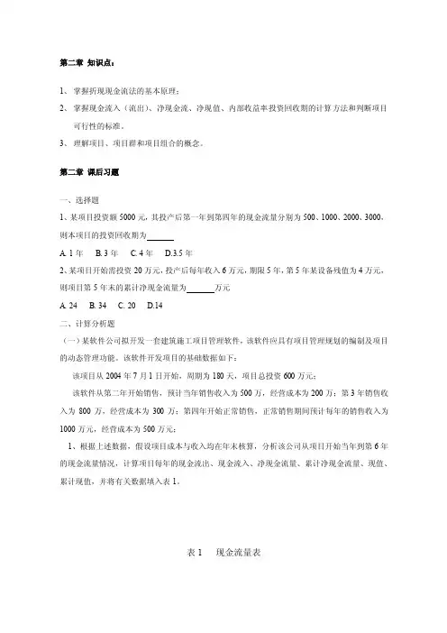项目管理第二章知识点与课后习题