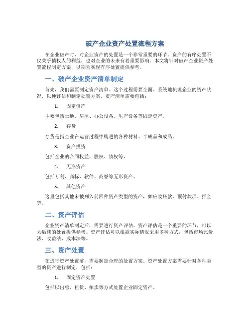 破产企业资产处置流程方案