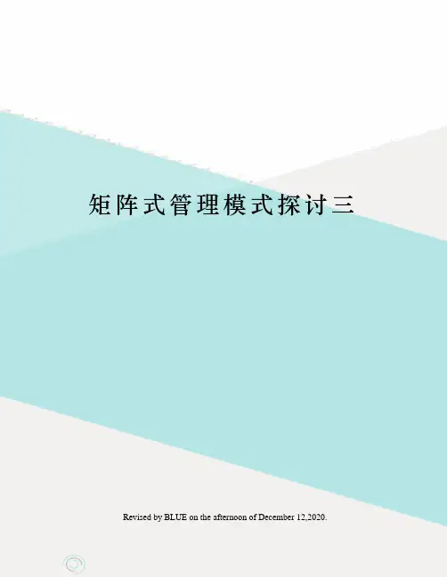 矩阵式管理模式探讨三