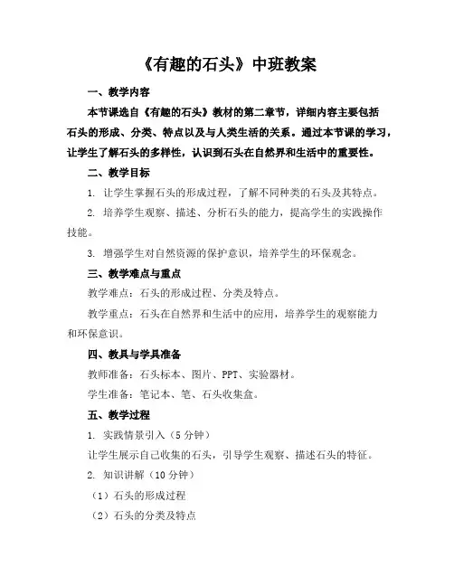 《有趣的石头》中班教案