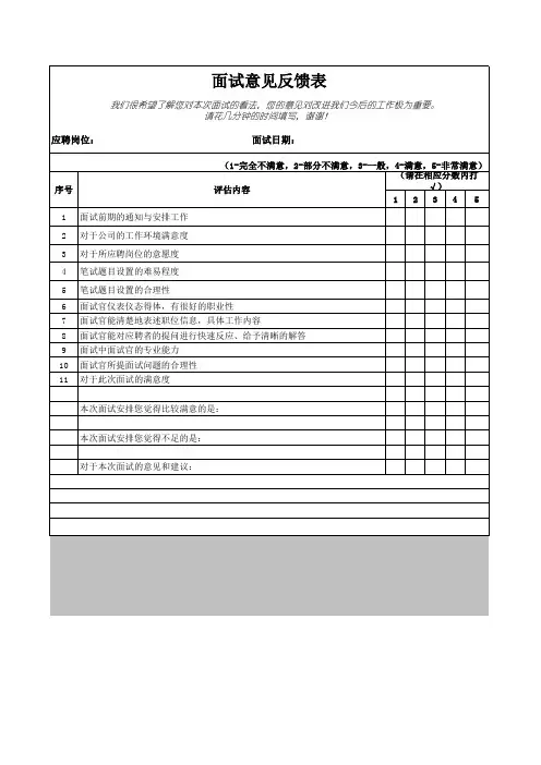 面试意见反馈表