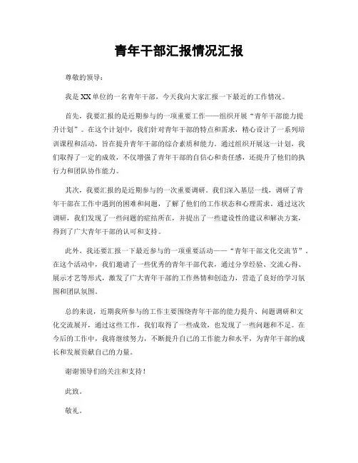 青年干部汇报情况汇报
