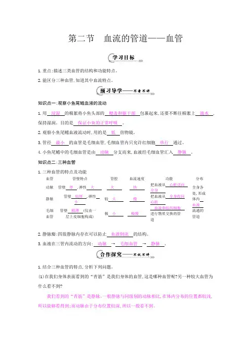 《血流的管道——血管》导学案[1]