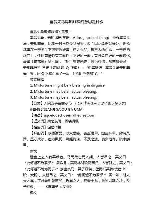 塞翁失马焉知非福的意思是什么
