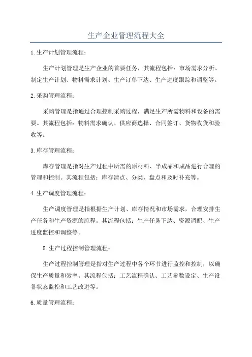 生产企业管理流程大全