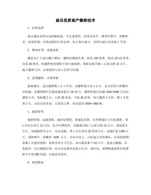 扁豆优质高产栽培技术