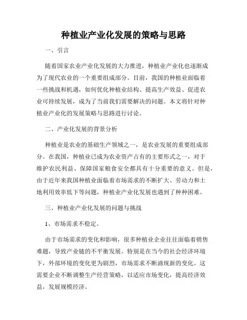 种植业产业化发展的策略与思路
