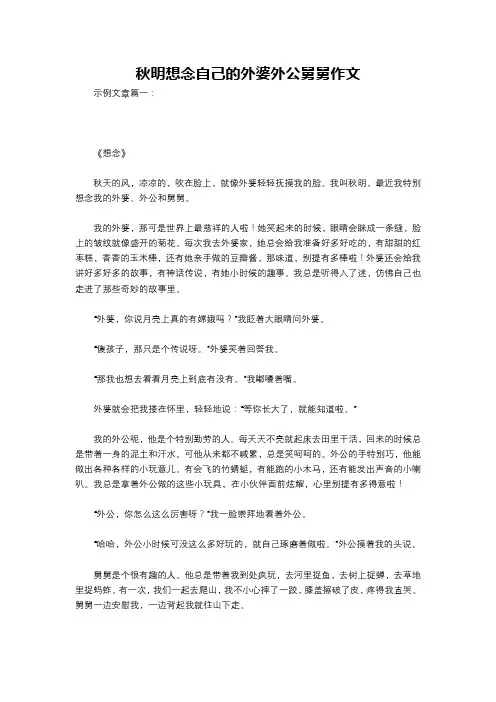 秋明想念自己的外婆外公舅舅作文