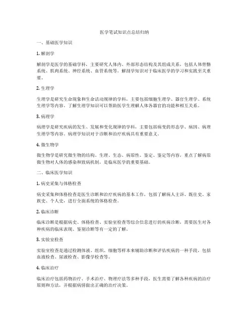医学笔试知识点总结归纳
