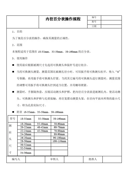 百分表操作规程