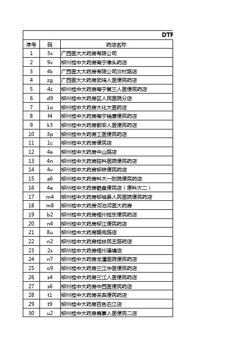桂中DTP部门门店明细表(1)