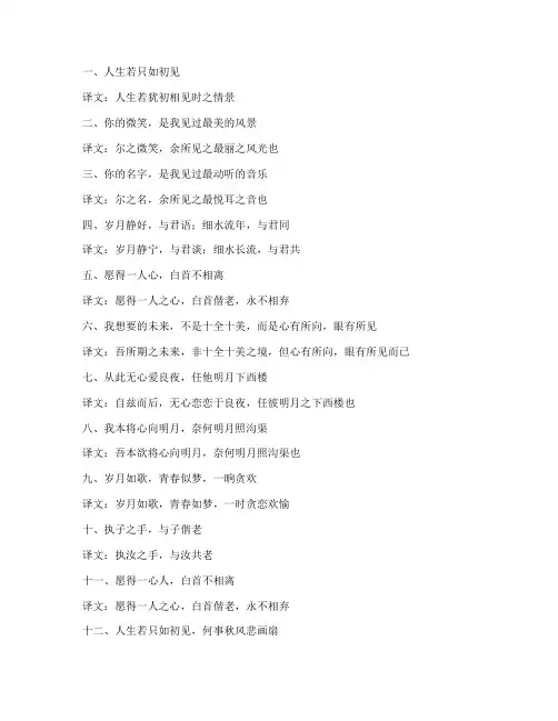用文言文翻译流行句子