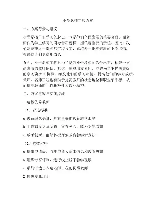 小学名师工程方案