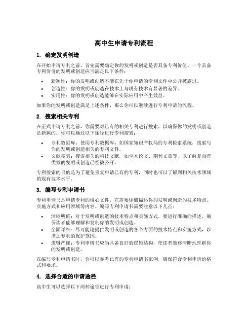 高中生申请专利流程