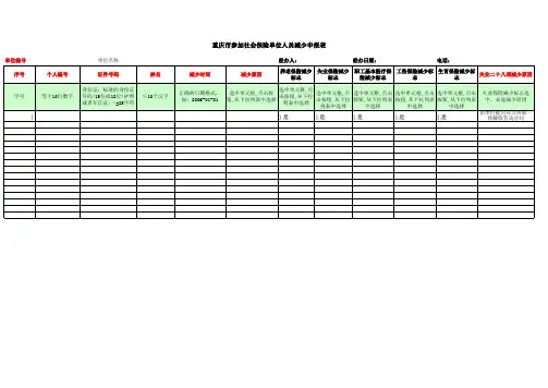 重庆市参加保险单位人员减少申报表