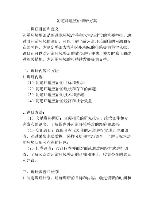 河道环境整治调研方案