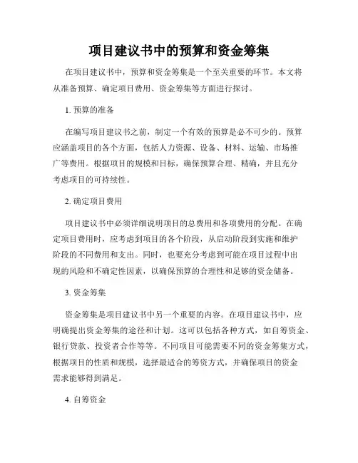 项目建议书中的预算和资金筹集
