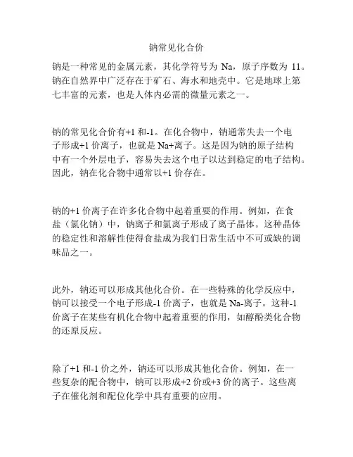 钠常见化合价